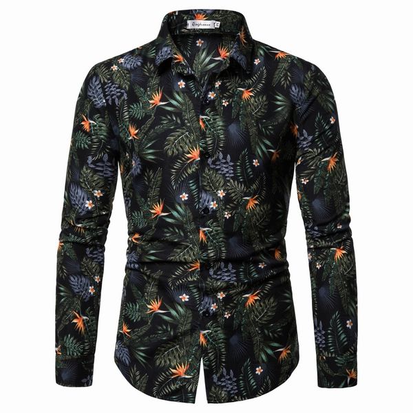2019 summer new style casual fashion individuality printing square collar row buckle large size men's long-sleeve flower shirt, White;black
2019 summer new style casual fashion individuality printing square collar row buckle large size men's long-sleeve flower shirt, White;black