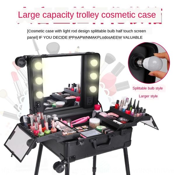 njv97 upgraded multi-function portable universal wheel with led lamp upgraded multi-function pull ro portable pull rod cosmetic box large ca, White
njv97 upgraded multi-function portable universal wheel with led lamp upgraded multi-function pull ro portable pull rod cosmetic box large ca, White