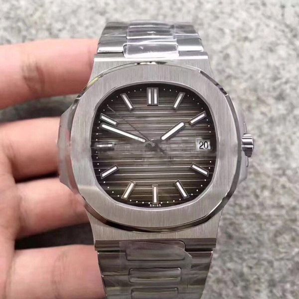 

automatic watch 40mm islamic digital quality mechanical 316l all steel sapphire glass original folding buckle, Slivery;brown