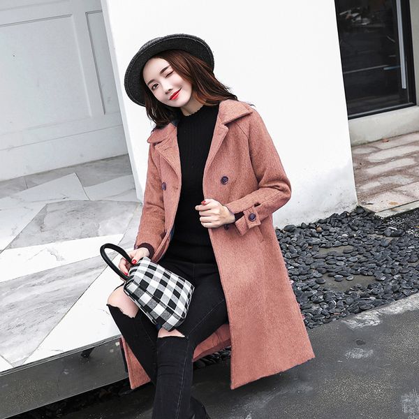 office lady long winter fashion wool coats double breasted wool blend coat and jacket turn-down collar coat femenino, Black
office lady long winter fashion wool coats double breasted wool blend coat and jacket turn-down collar coat femenino, Black