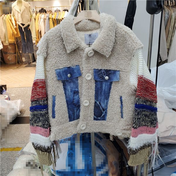 color knitting tassel sleeve lambs jacket fur jacket women's winter jackets faux fur coat short coat chaquetas mujer 2019, Black
color knitting tassel sleeve lambs jacket fur jacket women's winter jackets faux fur coat short coat chaquetas mujer 2019, Black