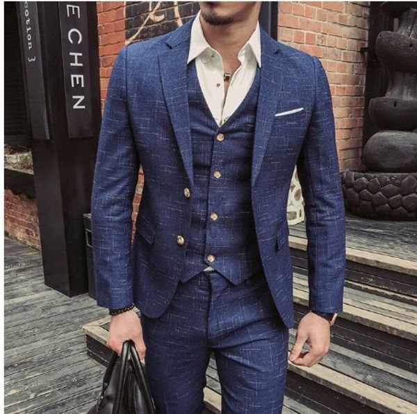 ( jacket + vest + pants ) 2019 new fashion boutique men's plaid formal business suit 3 piece set / men's high-end casual suits, White;black
( jacket + vest + pants ) 2019 new fashion boutique men's plaid formal business suit 3 piece set / men's high-end casual suits, White;black