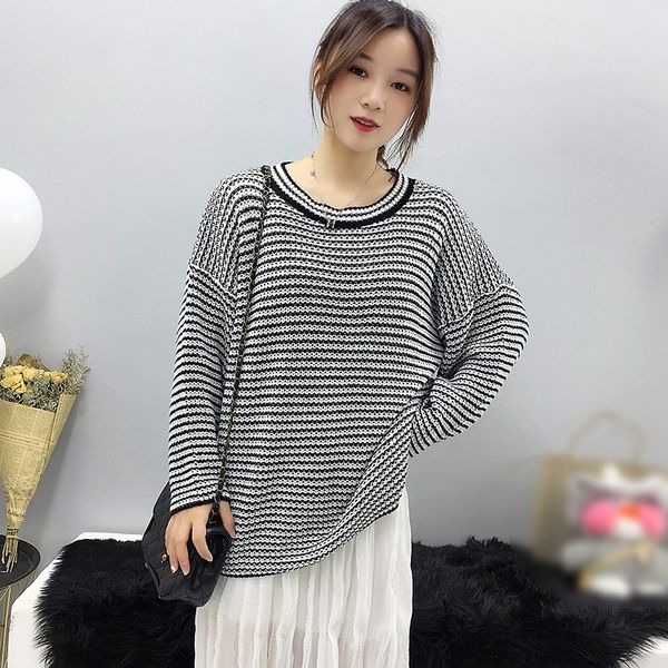 autumn new arrival female retro contrast color stripe loose women pullover sweater, White;black
autumn new arrival female retro contrast color stripe loose women pullover sweater, White;black