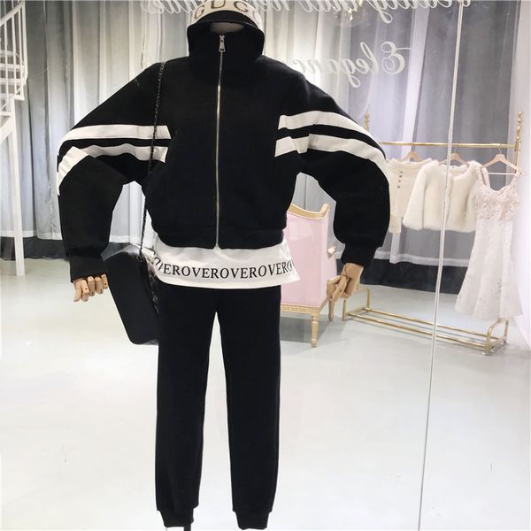 winter new long bat sleeve slim stripe coat + high waist slim pants leisure tracksuits womens two piece sets d386, White
winter new long bat sleeve slim stripe coat + high waist slim pants leisure tracksuits womens two piece sets d386, White