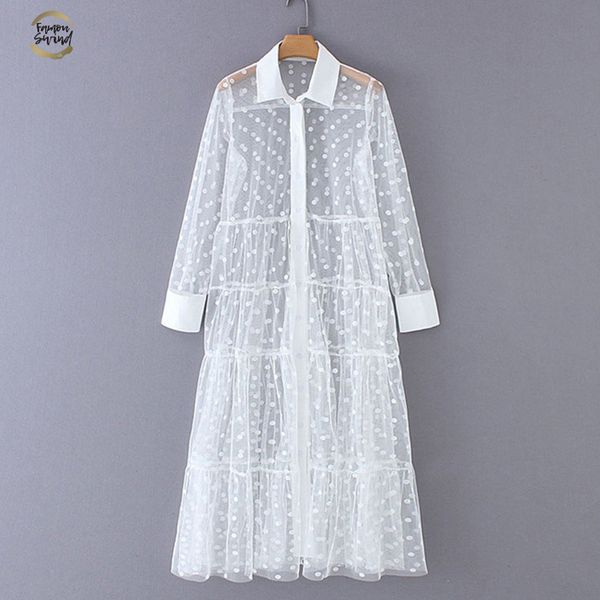 women stylish polka dot patchwork transparent midi shirt dress long sleeve female chic mesh dresses vestidos, Black;gray
women stylish polka dot patchwork transparent midi shirt dress long sleeve female chic mesh dresses vestidos, Black;gray