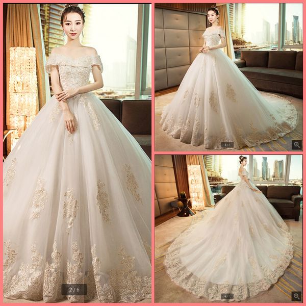 robe de mariage 2019 белое бальное платье с плеча свадебное платье кружева аппликации из бисера принцесса суд поезд платья невесты, White
robe de mariage 2019 белое бальное платье с плеча свадебное платье кружева аппликации из бисера принцесса суд поезд платья невесты, White
