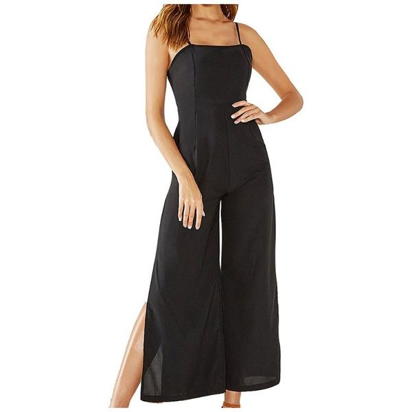 women jumpsuits summer loose o neck solid sleeveless strappy strap long jumpsuit loose sling split jumpsuit, Black;white
women jumpsuits summer loose o neck solid sleeveless strappy strap long jumpsuit loose sling split jumpsuit, Black;white