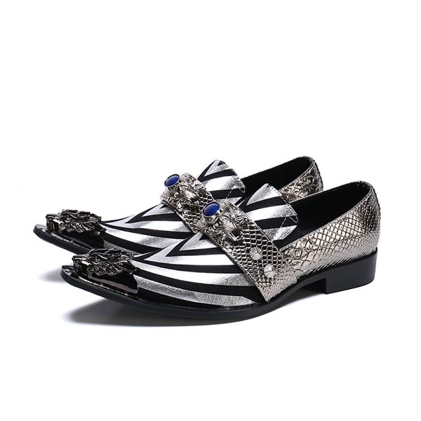 sapphire zebra stripe new metal pointed business casual men's genuine leather shoes korean trend british brock carved shoes, Black
sapphire zebra stripe new metal pointed business casual men's genuine leather shoes korean trend british brock carved shoes, Black