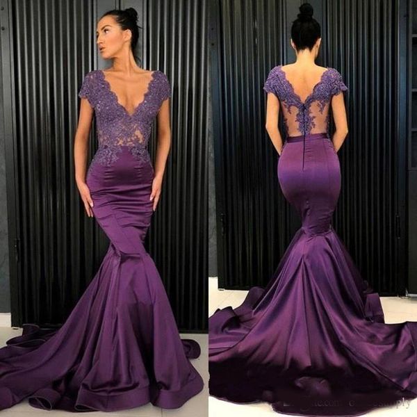 grape vintage mermaid prom dresses 2020 illusion bodice v-neck zipper applique evening party gowns custom, Black
grape vintage mermaid prom dresses 2020 illusion bodice v-neck zipper applique evening party gowns custom, Black