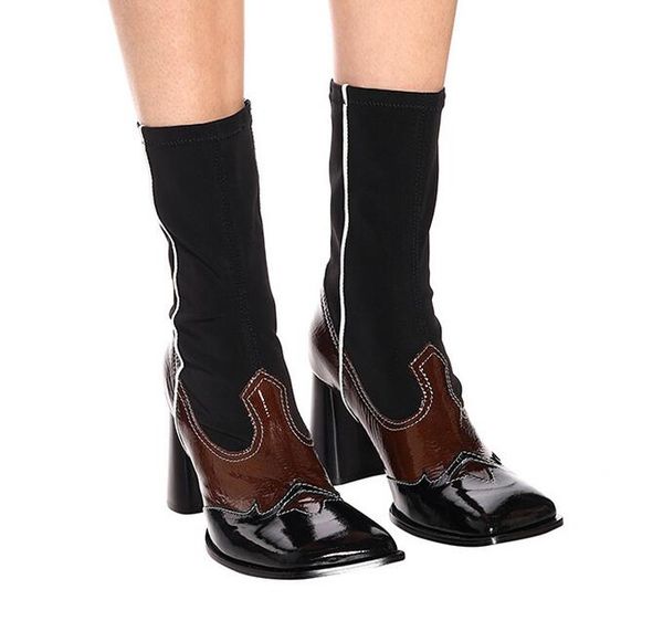 2019 european square toe mixed color women mid-calf boots patchwork elastic slip-on chunky heel fashion boots women, Black
2019 european square toe mixed color women mid-calf boots patchwork elastic slip-on chunky heel fashion boots women, Black