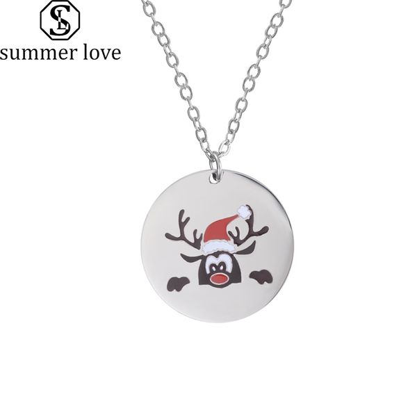 christmas necklace enamel print deer pendant necklaces stainless steel necklace jewelry classic christmas gifts chokers necklaces for kids, Silver
christmas necklace enamel print deer pendant necklaces stainless steel necklace jewelry classic christmas gifts chokers necklaces for kids, Silver