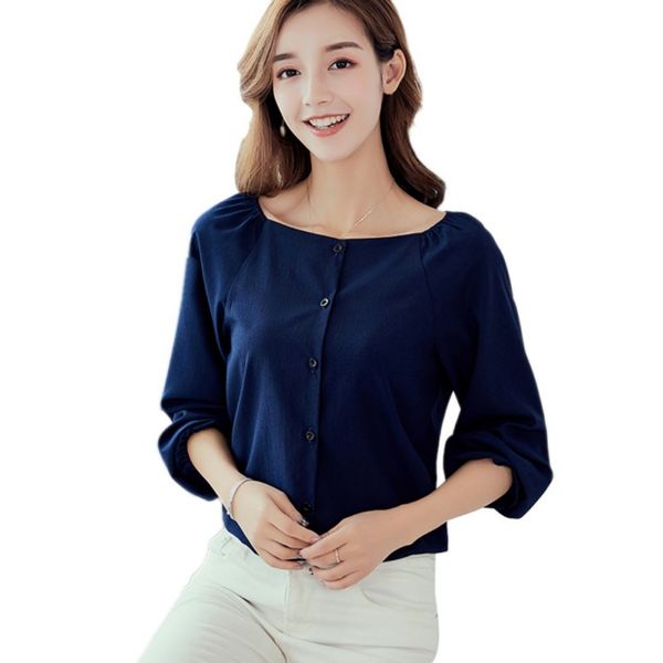 autumn women's shirt square collar single-breasted shirts long-sleeved blouses plus size lantern sleeve womens blouses, White
autumn women's shirt square collar single-breasted shirts long-sleeved blouses plus size lantern sleeve womens blouses, White