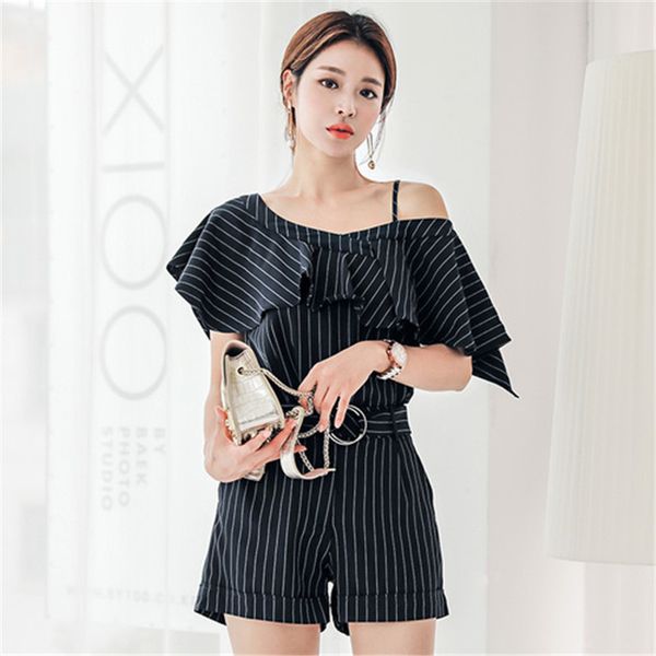 cbafu summer striped 2 piece set women sweet ruffles slash neck wide legs shorts suit office lady summer ol suit set d888, White
cbafu summer striped 2 piece set women sweet ruffles slash neck wide legs shorts suit office lady summer ol suit set d888, White