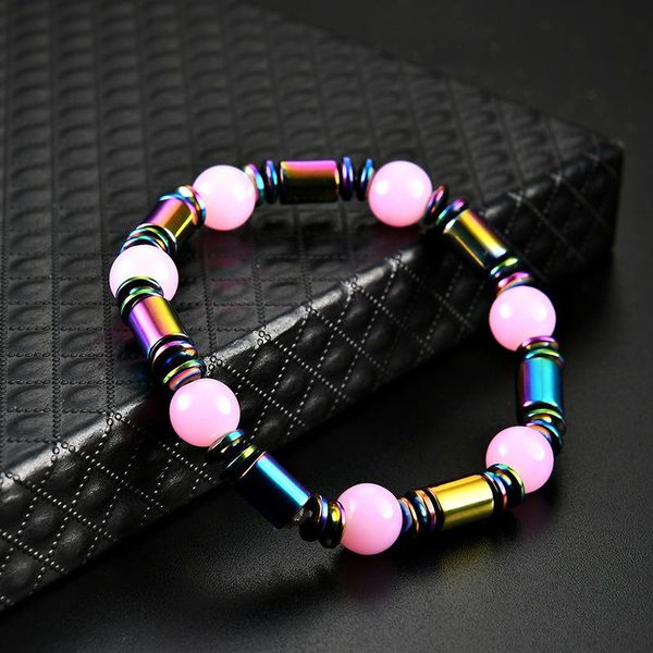 rainbow magnetic hematite bracelet pink beads string bracelet bangle power healthy jewelry for women men gift, Black
rainbow magnetic hematite bracelet pink beads string bracelet bangle power healthy jewelry for women men gift, Black