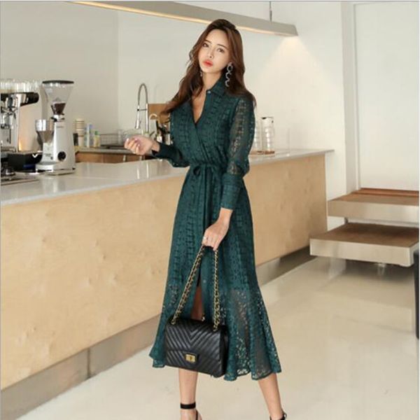 Vintage Hollow-out Lace Women Dress Single Breasted Bandage Elegant Mermaid Female Dress Full Sleeve Autumn Vestidos femme QV361
Vintage Hollow-out Lace Women Dress Single Breasted Bandage Elegant Mermaid Female Dress Full Sleeve Autumn Vestidos femme QV361