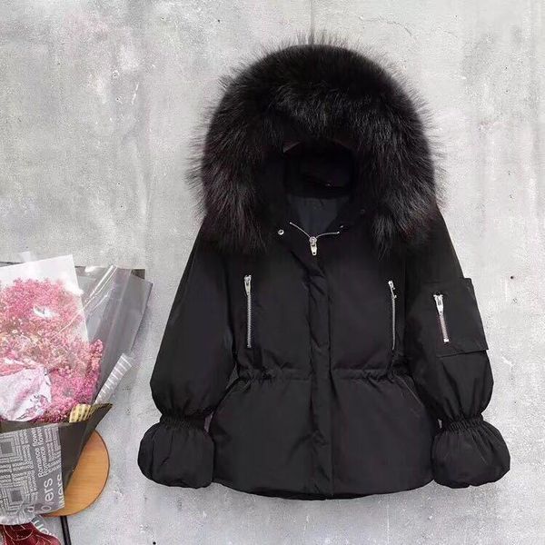 winter thick large fur collar down padded jacket solid women long sleeve hooded down padded coat slim hooded jacket, Black
winter thick large fur collar down padded jacket solid women long sleeve hooded down padded coat slim hooded jacket, Black