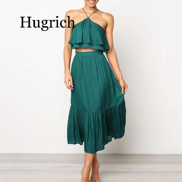 2020 summer two-piece sets halter sleeveless crop and loose long skirt casual laies elegant a-line boho suits ruffles, White
2020 summer two-piece sets halter sleeveless crop and loose long skirt casual laies elegant a-line boho suits ruffles, White