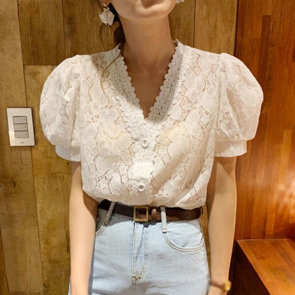 summer blouse women sweet elegant lace hollow out shirt summer new puff short sleeve white women office style v-neck blouse
summer blouse women sweet elegant lace hollow out shirt summer new puff short sleeve white women office style v-neck blouse