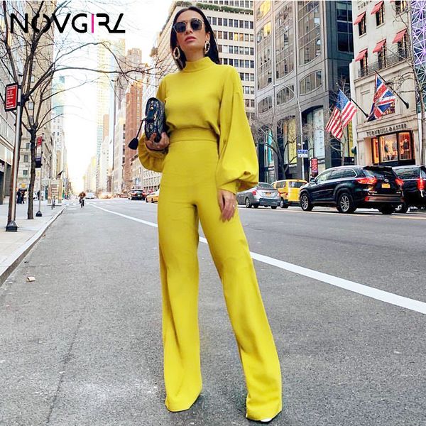 novgirl elegant lantern sleeve yellow jumpsuit for women autumn open back zipper wide leg rompers office lady overalls, Black;white
novgirl elegant lantern sleeve yellow jumpsuit for women autumn open back zipper wide leg rompers office lady overalls, Black;white