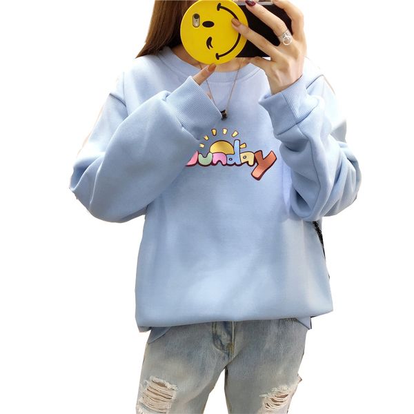 women sweatshirts autumn kawaii calligraphy sunday printed winter fleece thick hoodies o-neck long sleeve moletom top, Black
women sweatshirts autumn kawaii calligraphy sunday printed winter fleece thick hoodies o-neck long sleeve moletom top, Black