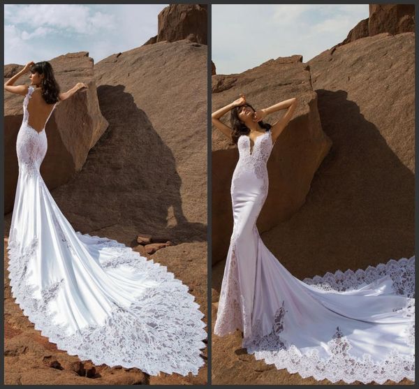 stunning mermaid lace wedding dresses spaghetti neck backless wedding gowns sweep train sleeveless pnina tornai spring chiffon bridal dress, White
stunning mermaid lace wedding dresses spaghetti neck backless wedding gowns sweep train sleeveless pnina tornai spring chiffon bridal dress, White