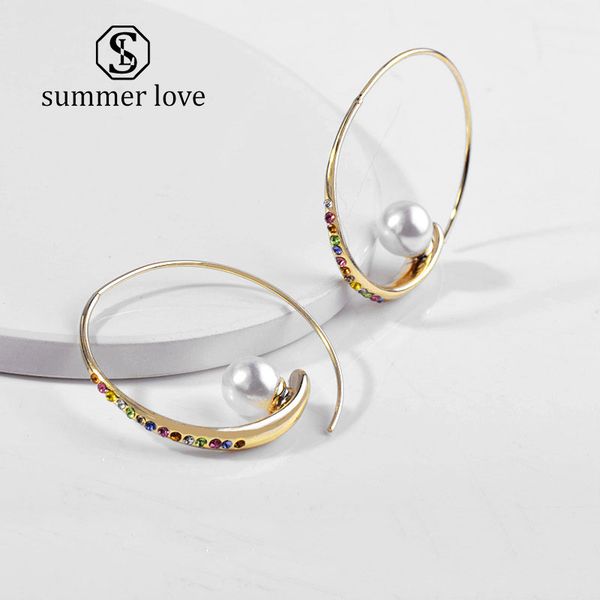2019 colorful crystal rhinestone pearl big circle earring for women hoop earring gift for love wedding bridal jewelry, Silver
2019 colorful crystal rhinestone pearl big circle earring for women hoop earring gift for love wedding bridal jewelry, Silver