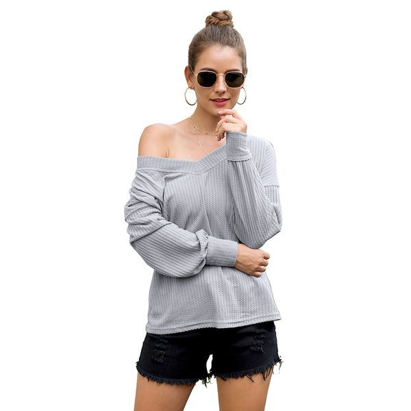 women off shoulder tee v neck pullover long batwing sleeve loose fit waffle knit shirt, White
women off shoulder tee v neck pullover long batwing sleeve loose fit waffle knit shirt, White