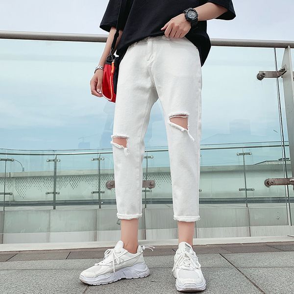 men's jeans summer ripped slim fashion casual black white men streetear wild hip hop hole pants mens -3xl, Blue
men's jeans summer ripped slim fashion casual black white men streetear wild hip hop hole pants mens -3xl, Blue