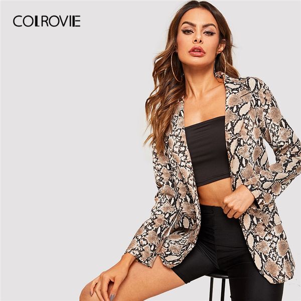 colrovie snake print double pocket blazer women glamorous clothing 2019 autumn elegant ladies coat outerwear casual coats, White;black
colrovie snake print double pocket blazer women glamorous clothing 2019 autumn elegant ladies coat outerwear casual coats, White;black
