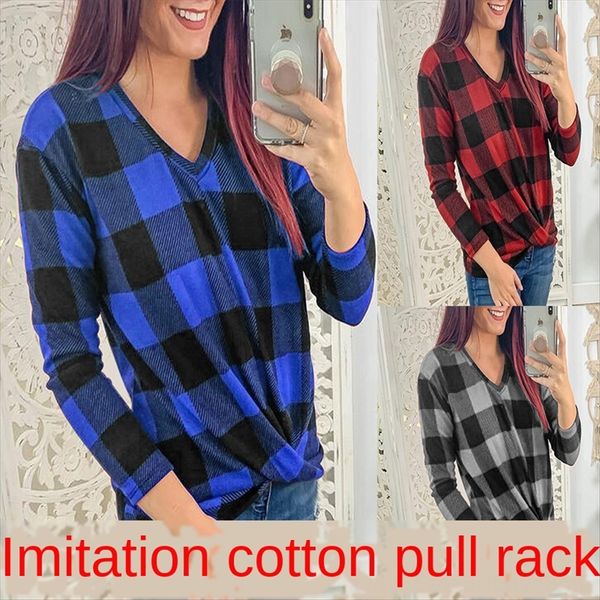 2019v collar long sleeve twisted plaid t-shirt women's wear 2019v collar long sleeve twisted plaid t-shirt women's wear, White
2019v collar long sleeve twisted plaid t-shirt women's wear 2019v collar long sleeve twisted plaid t-shirt women's wear, White