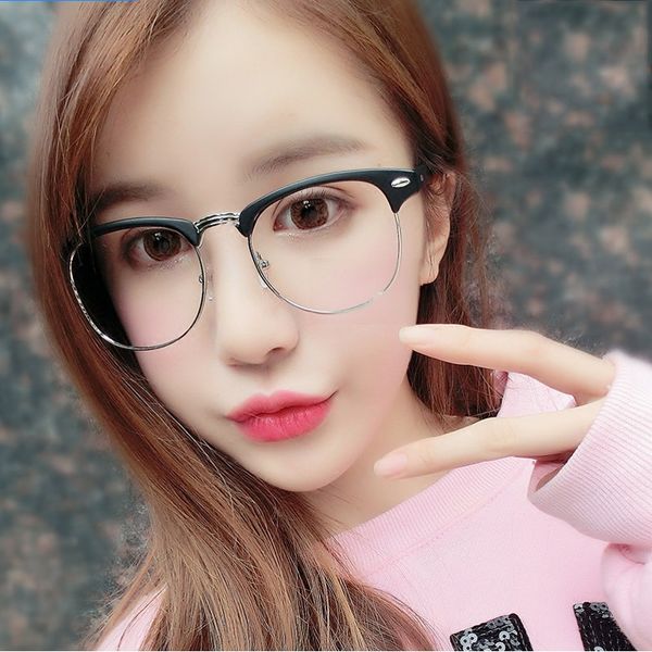 anti-blue light plain myopia glasses glassesclassic rivet semi-metal frame myopia frame men's and women's casual optical glasses, Silver
anti-blue light plain myopia glasses glassesclassic rivet semi-metal frame myopia frame men's and women's casual optical glasses, Silver