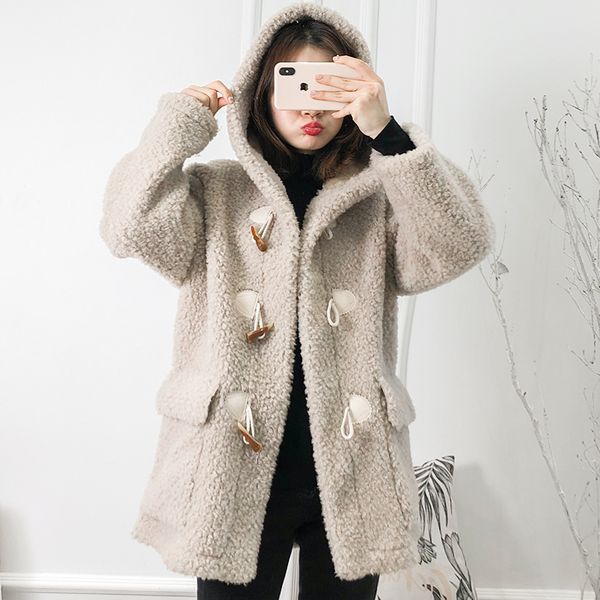 women's fur & faux real coat autumn winter wool jacket women clothes 2021 korean vintage sheep shealing suede lining abrigo mujer mx182, Black
women's fur & faux real coat autumn winter wool jacket women clothes 2021 korean vintage sheep shealing suede lining abrigo mujer mx182, Black