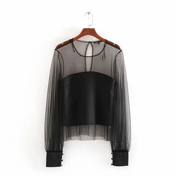leisure women transparent tulle splicing shirt 2020 spring lady o neck lantern sleeve blouses slim s6797, White
leisure women transparent tulle splicing shirt 2020 spring lady o neck lantern sleeve blouses slim s6797, White