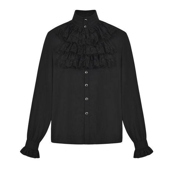 medieval royal male gothic black casual long sleeves blouses style single breasted lace ruffles prom tuxedo shirts, White;black
medieval royal male gothic black casual long sleeves blouses style single breasted lace ruffles prom tuxedo shirts, White;black