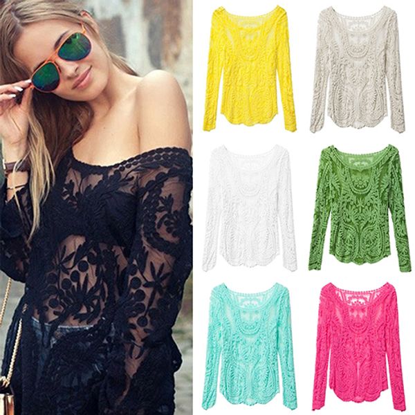 new design women lace crochet sleeve see-through blouse pullover outwear, Black;white
new design women lace crochet sleeve see-through blouse pullover outwear, Black;white