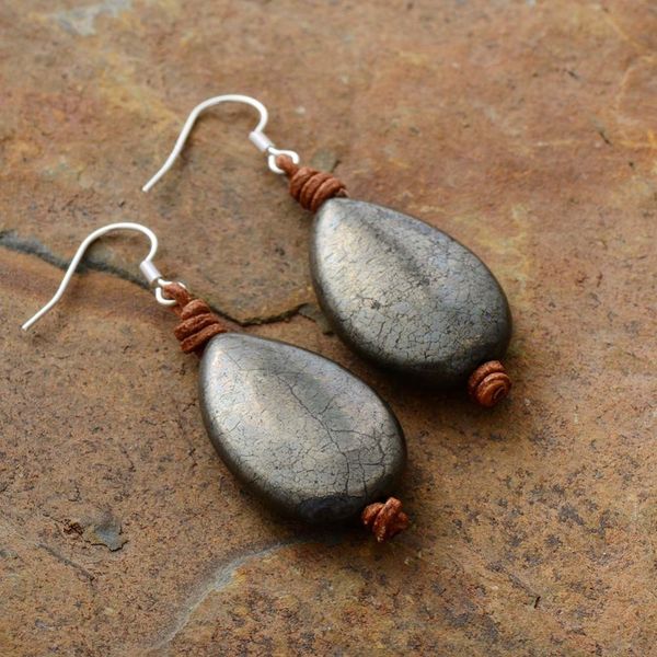 women earrings jewelry teardrop pyrite healing crystal leather earring homme holiday gifts, Silver
women earrings jewelry teardrop pyrite healing crystal leather earring homme holiday gifts, Silver