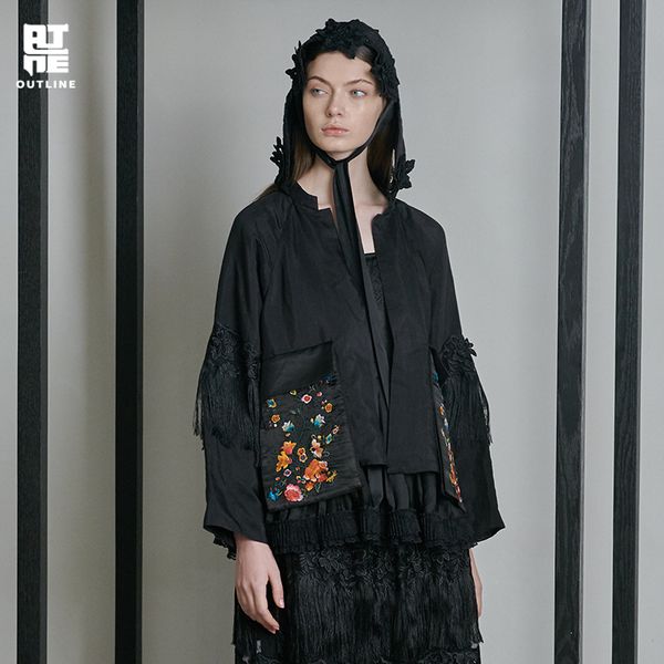 outline 2019 spring/summer new blouse women's original ethnic style women's vintage embroidery cardigan jacket short l192y007, Black;brown
outline 2019 spring/summer new blouse women's original ethnic style women's vintage embroidery cardigan jacket short l192y007, Black;brown