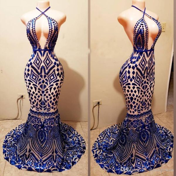 African Royal Blue Mermaid Prom Dresses 2019 Halter V Neck 3D Flowers Black Girls Evening Dress Long Sweep Train Arabic dubai Party Gowns
African Royal Blue Mermaid Prom Dresses 2019 Halter V Neck 3D Flowers Black Girls Evening Dress Long Sweep Train Arabic dubai Party Gowns