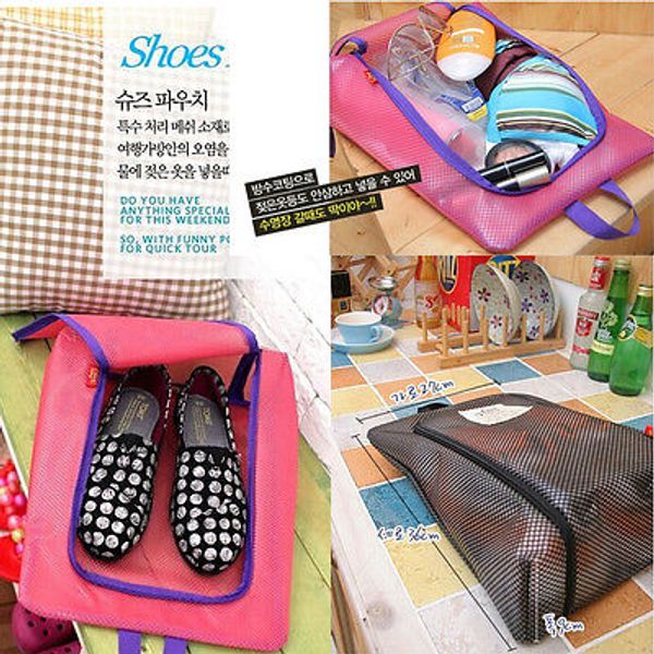 Travel Portable Nylon Shoes Bag waterproof Zip folding Pouch Storage Economy