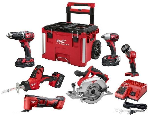 Milwaukee m18 18 volt lithium ion cordle combo kit 6 tool w 3 batterie 
Milwaukee m18 18 volt lithium ion cordle combo kit 6 tool w 3 batterie