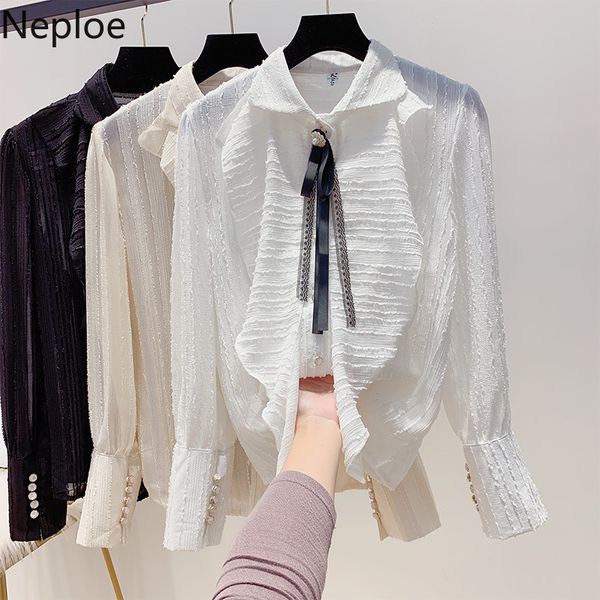 neploe 2020 spring korean elegant blusas chiffon ruffle korean women shirt long sleeve bow turn down collar blouse 57384, White
neploe 2020 spring korean elegant blusas chiffon ruffle korean women shirt long sleeve bow turn down collar blouse 57384, White