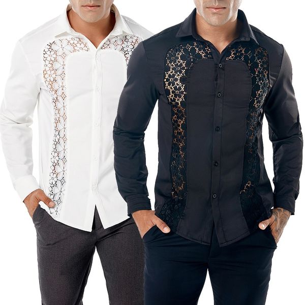 2018 fashion men's autumn casual lace shirts long sleeve shirt hollow shirt blouse slim fit camisa masculina hombre modis, White;black
2018 fashion men's autumn casual lace shirts long sleeve shirt hollow shirt blouse slim fit camisa masculina hombre modis, White;black