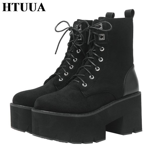htuua black plush lace-up chunky platform boots women gothic punk motorcycle ankle boots female wedges winter shoes woman sx3488
htuua black plush lace-up chunky platform boots women gothic punk motorcycle ankle boots female wedges winter shoes woman sx3488