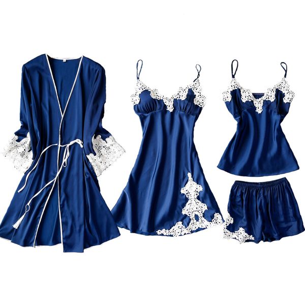 satin lace patchwork sleepwear female casual 4pcs sleep set kimono robe gown intimate lingerie home clothes silky nightwear, Black;brown
satin lace patchwork sleepwear female casual 4pcs sleep set kimono robe gown intimate lingerie home clothes silky nightwear, Black;brown