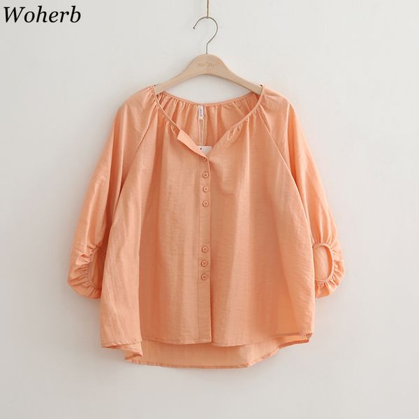 woherb vintage v neck women blouse shirt kawaii 2020 korean female elegant holiday party ladies blouses, White
woherb vintage v neck women blouse shirt kawaii 2020 korean female elegant holiday party ladies blouses, White