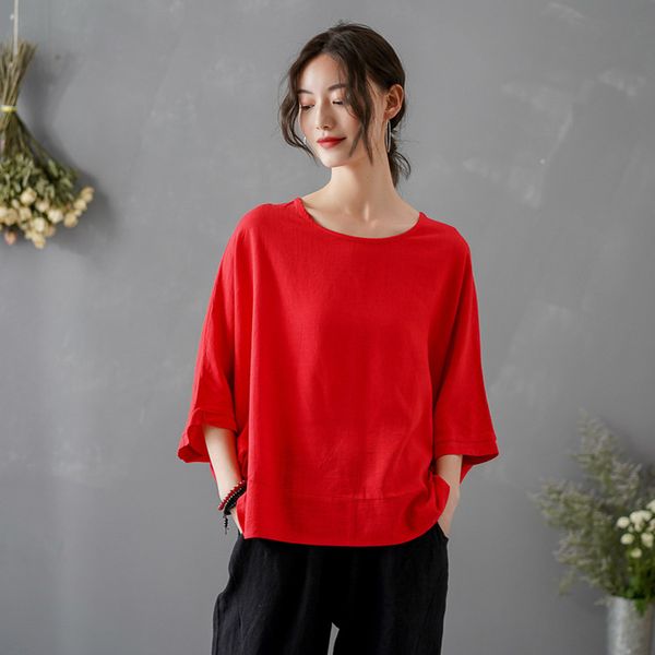 fairynatural women cotton linen t-shirts bat sleeve 2020 summer new o-neck ladies vintage clothing plus size t shirts, White
fairynatural women cotton linen t-shirts bat sleeve 2020 summer new o-neck ladies vintage clothing plus size t shirts, White