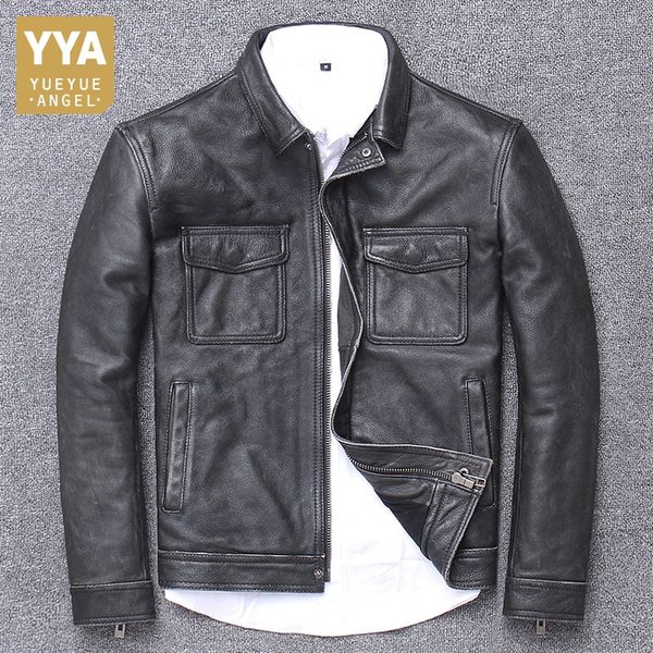 brand genuine leather jacket men winter slim fit work army short outwear oversize 4xl vintage brown cowhide zipper biker coat, Black
brand genuine leather jacket men winter slim fit work army short outwear oversize 4xl vintage brown cowhide zipper biker coat, Black