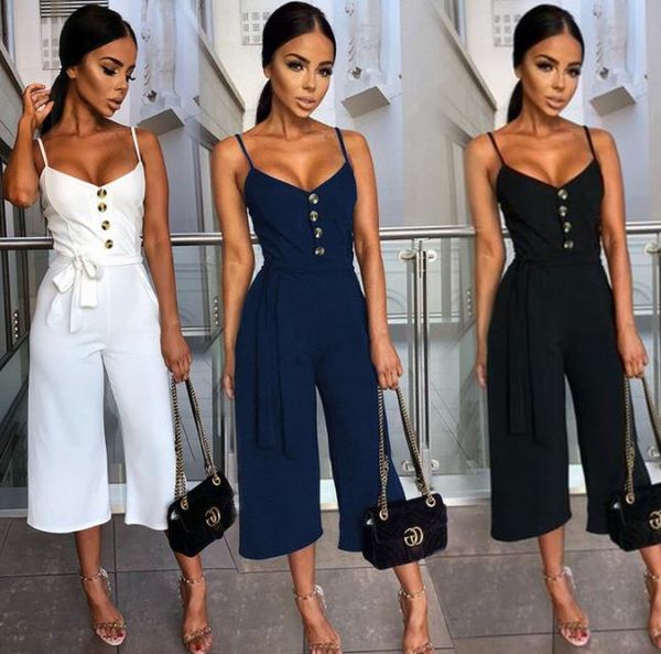 2019 european and american new women halter straps jumpsuit summer 1 set of clothing 3 colors, Black;white
2019 european and american new women halter straps jumpsuit summer 1 set of clothing 3 colors, Black;white