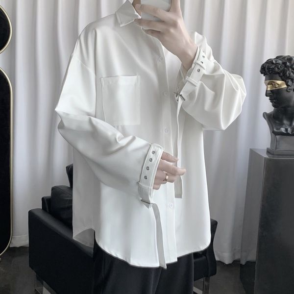 men's casual shirts long-sleeved shirt 2021 spring and summer solid color loose young personality fashion trend, White;black
men's casual shirts long-sleeved shirt 2021 spring and summer solid color loose young personality fashion trend, White;black