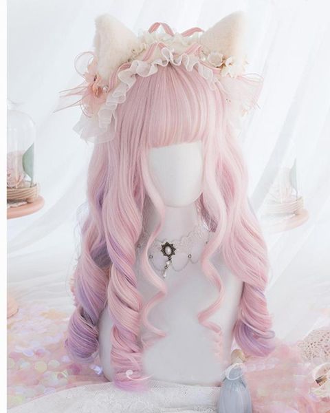 cosplaymixlolita 50cm purple pink bangs cosplay wig popular long curly women heat resistant synthetic hair+cap, Black
cosplaymixlolita 50cm purple pink bangs cosplay wig popular long curly women heat resistant synthetic hair+cap, Black